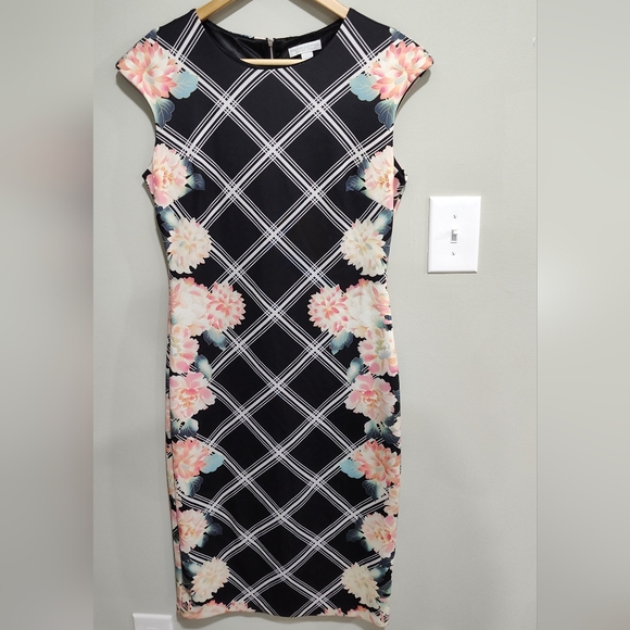 New York & Company Dresses & Skirts - Women's New York & Company Stretch Floral Lined Dress Size S, Black White Pink